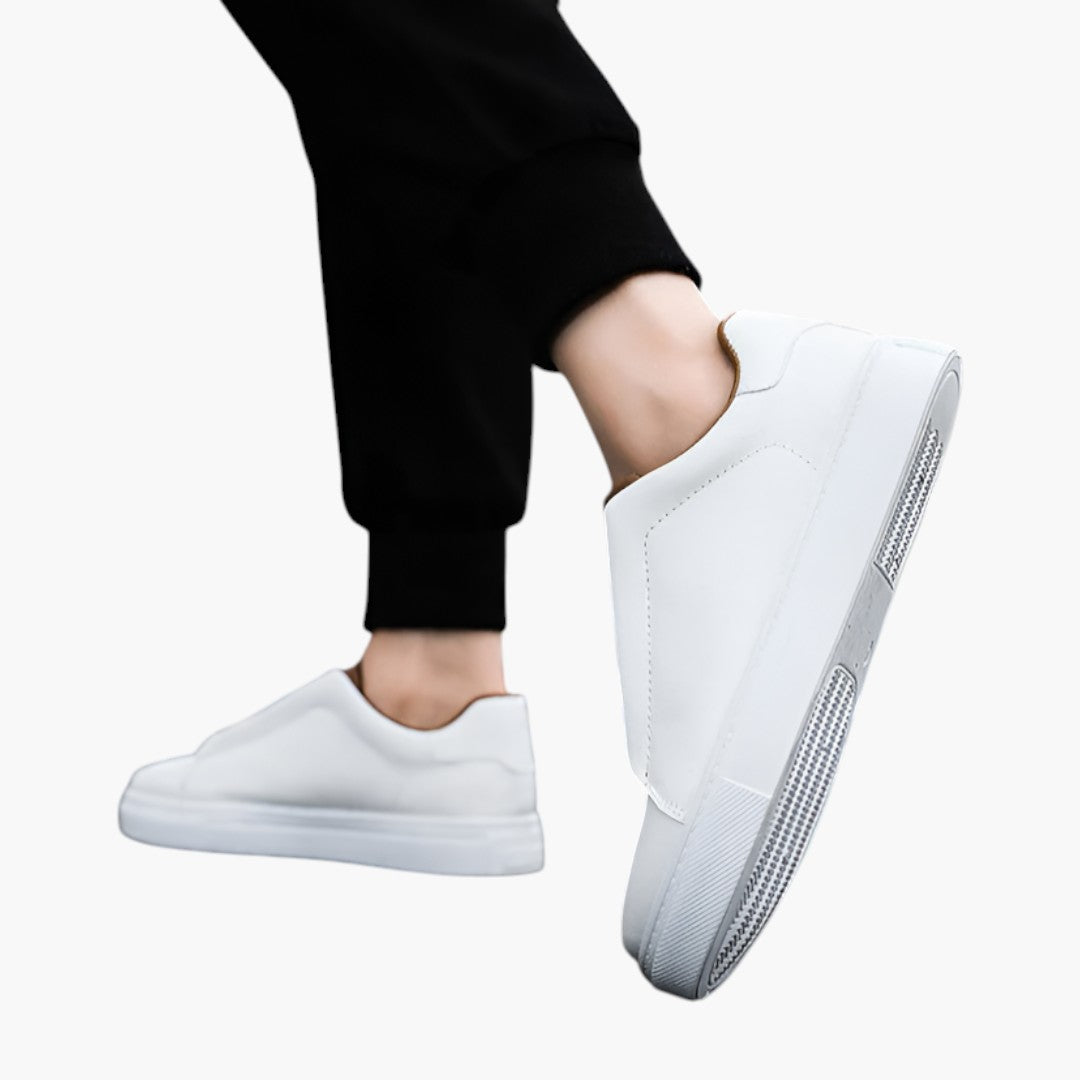 Homme Baskets en Cuir avec Fermeture Lacets et Semelle Texturée