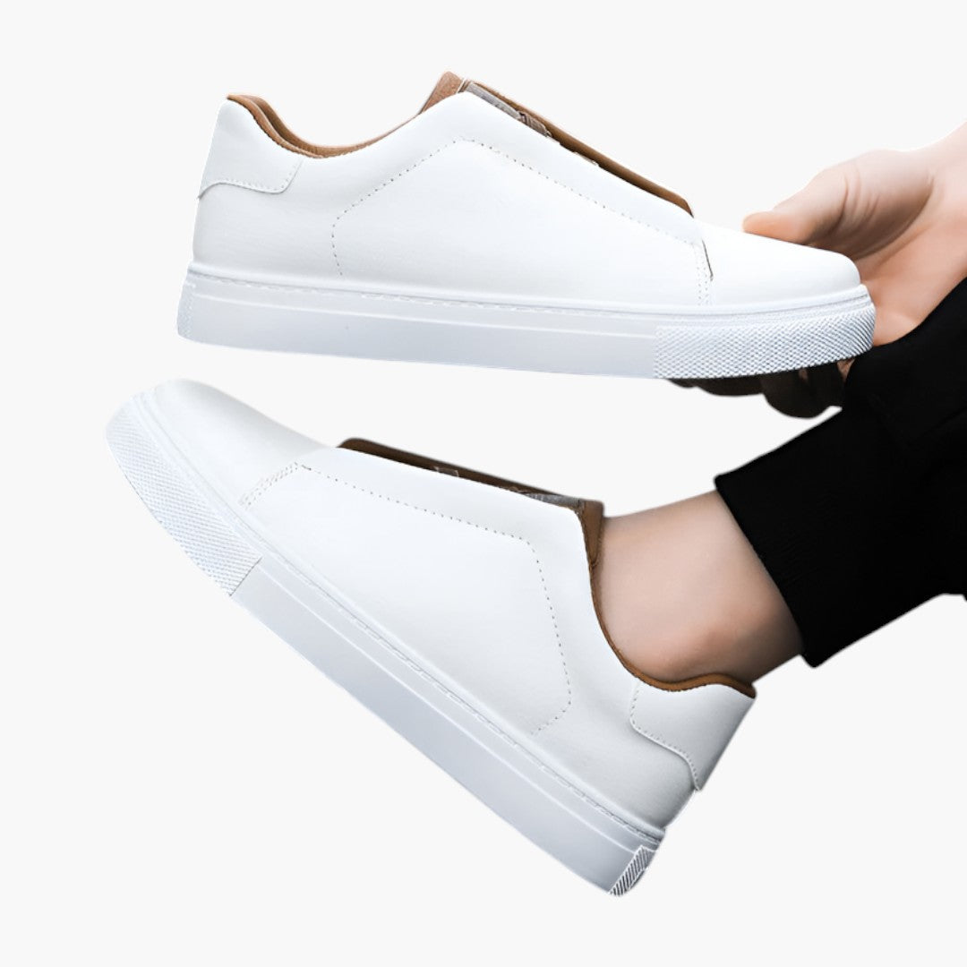 Homme Baskets en Cuir avec Fermeture Lacets et Semelle Texturée