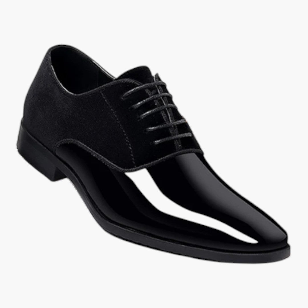Sapatos Oxford para Homem com couro envernizado e detalhes em camurça