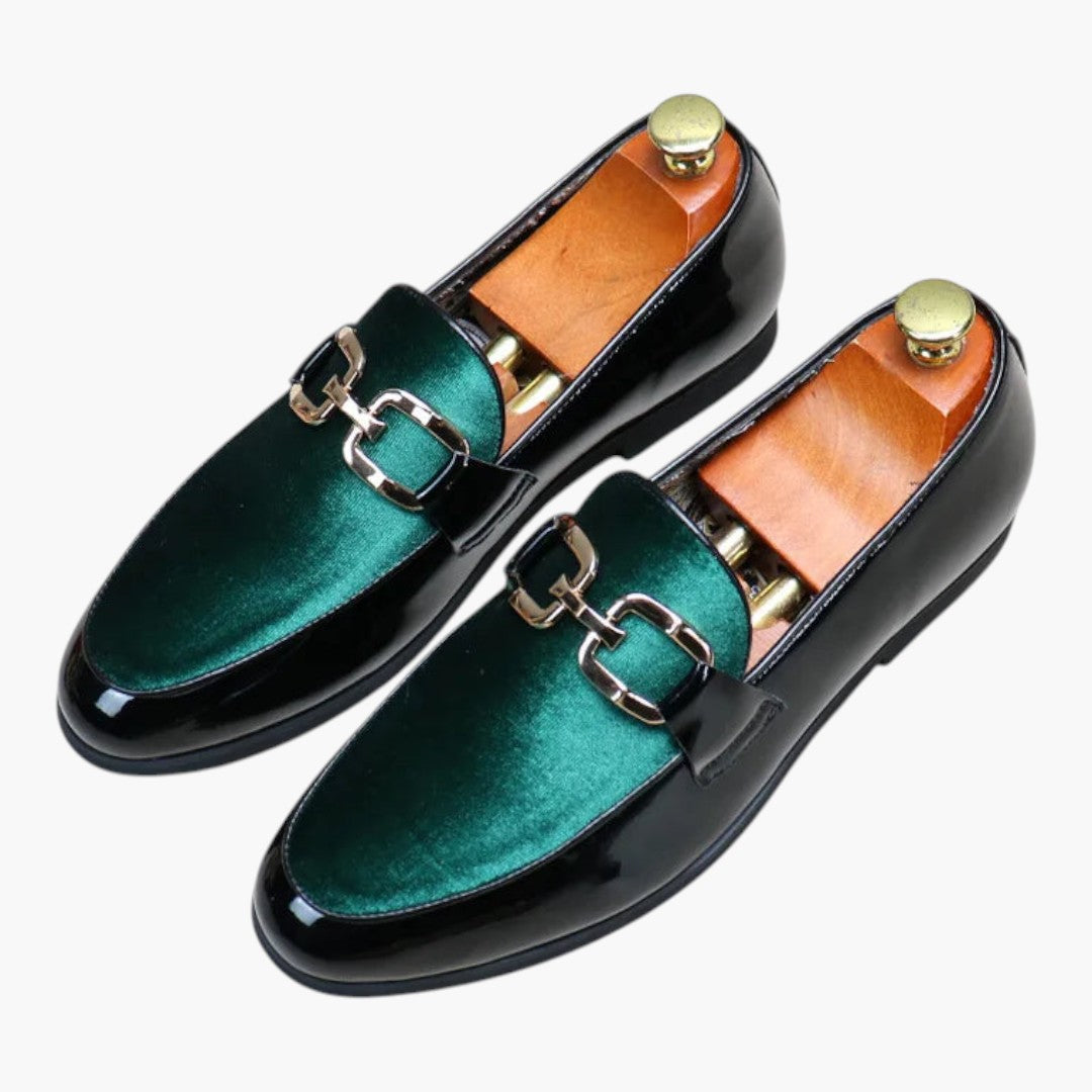Men's Leather Slip-On Moccasins with Patchwork Surface