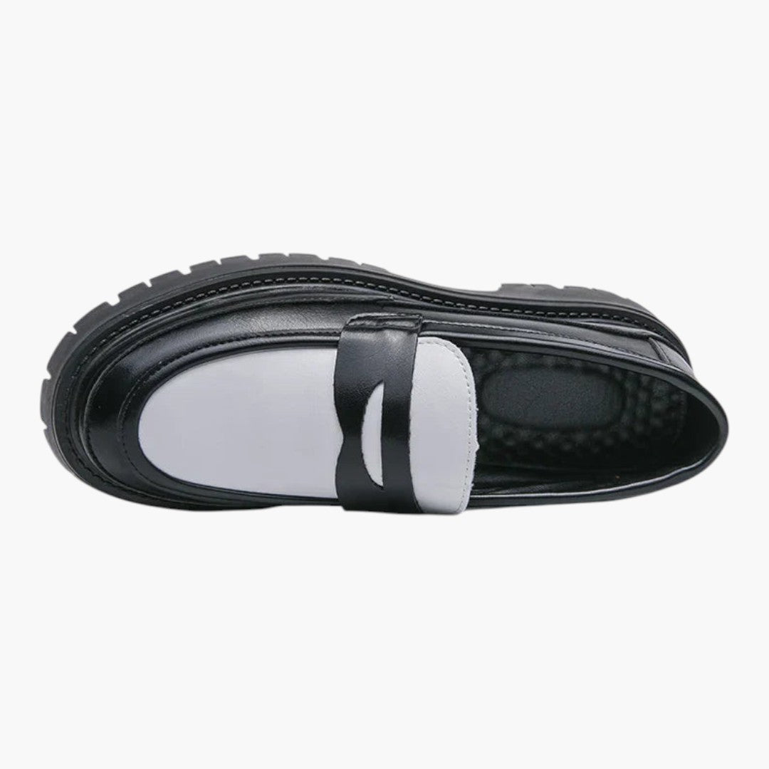 Men's Leather Loafers with Platform Sole and Smooth Surface