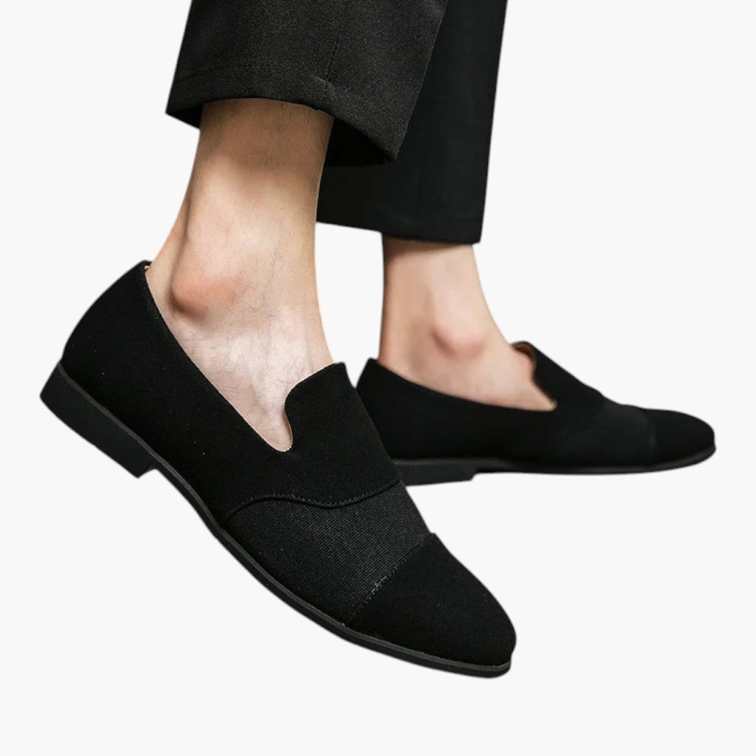 Homme Mocassins en Cuir avec Surface Givrée et Semelle Plate
