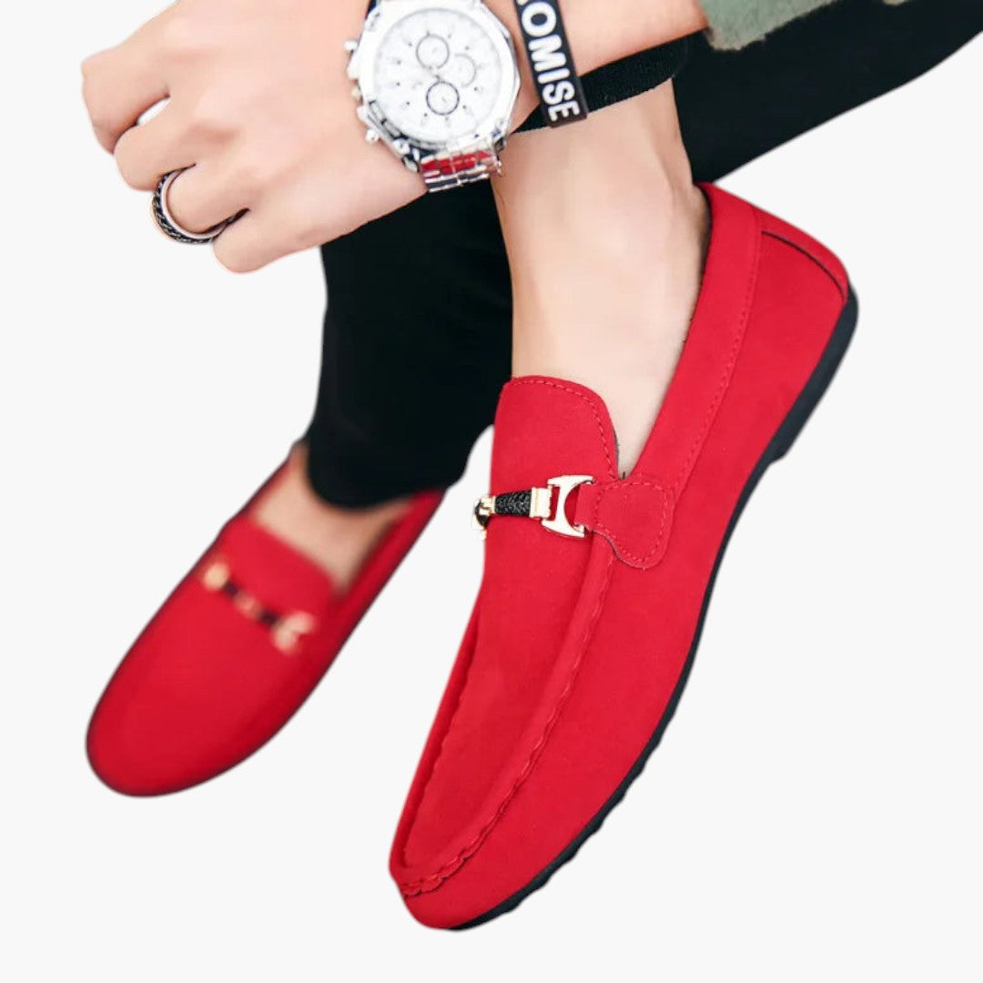 Men's Suede Loafers with Slip-On and Textured Sole
