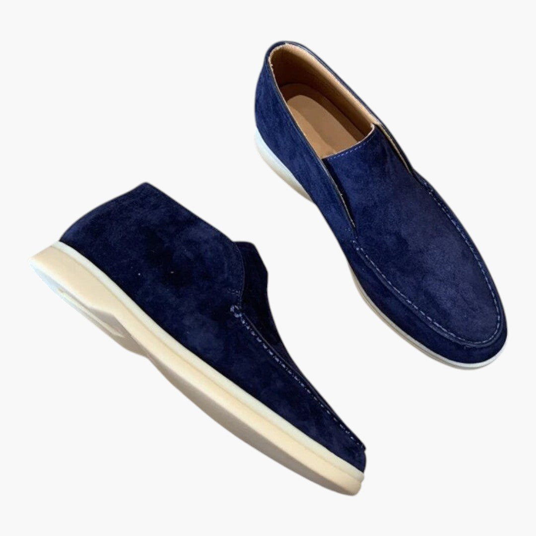 Men's Suede Moccasins with Slip-On and Flat Sole
