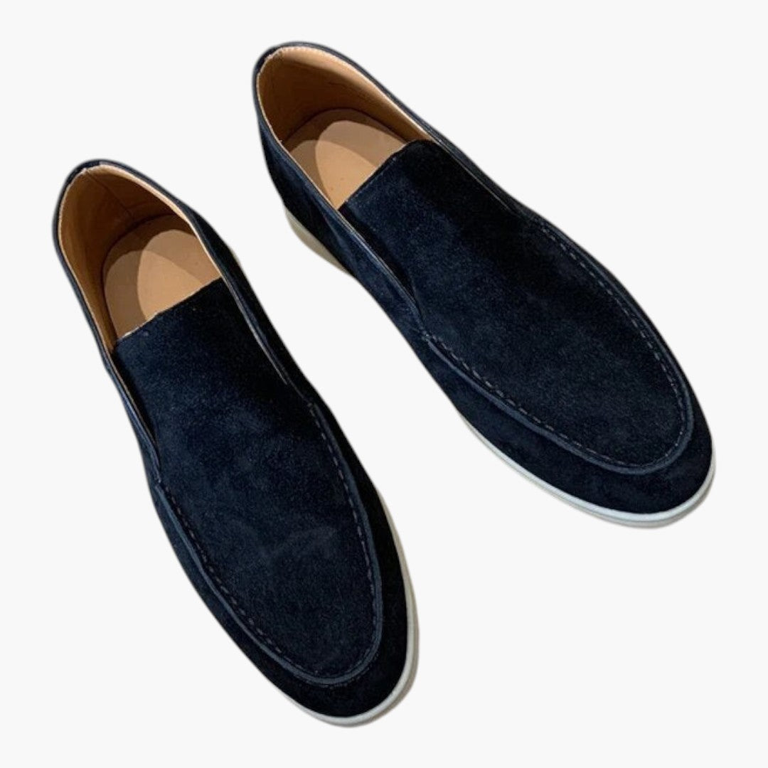 Men's Suede Moccasins with Slip-On and Flat Sole