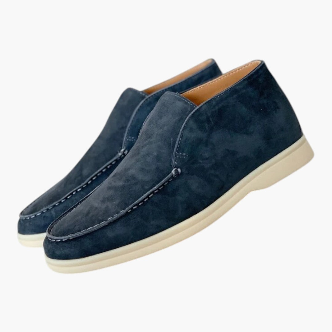 Men's Suede Moccasins with Slip-On and Flat Sole