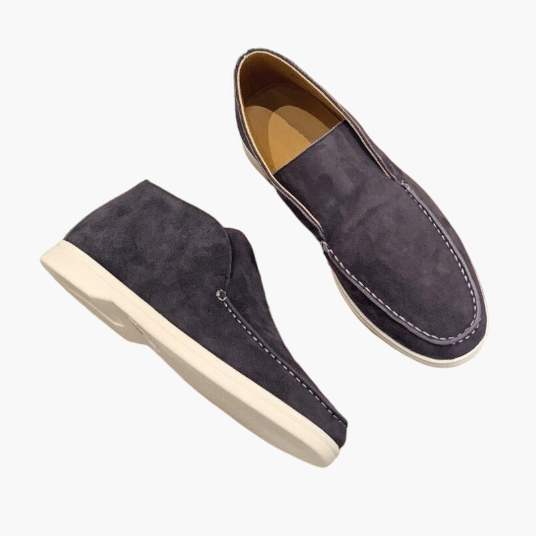 Men's Suede Moccasins with Slip-On and Flat Sole
