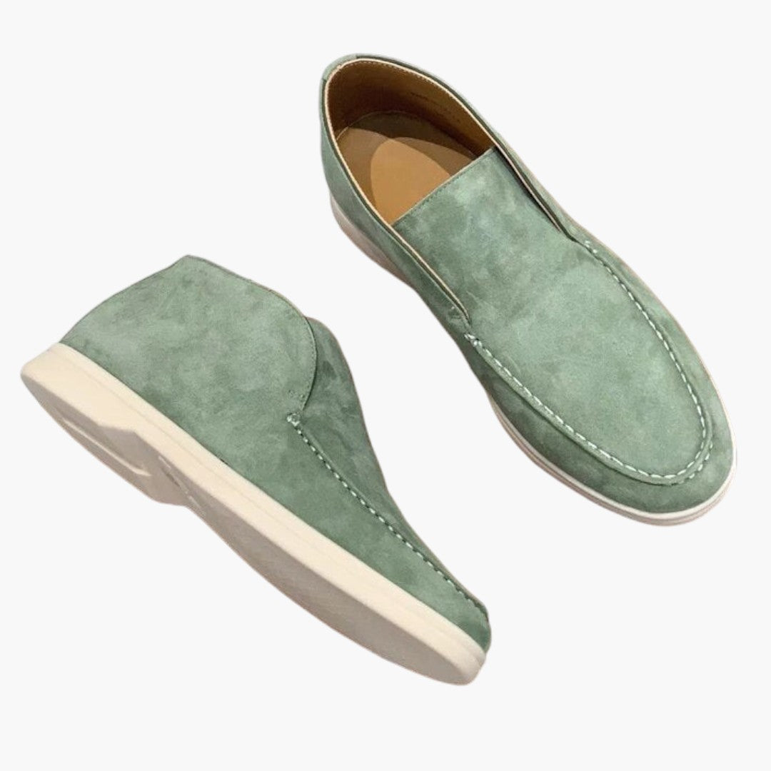 Men's Suede Moccasins with Slip-On and Flat Sole