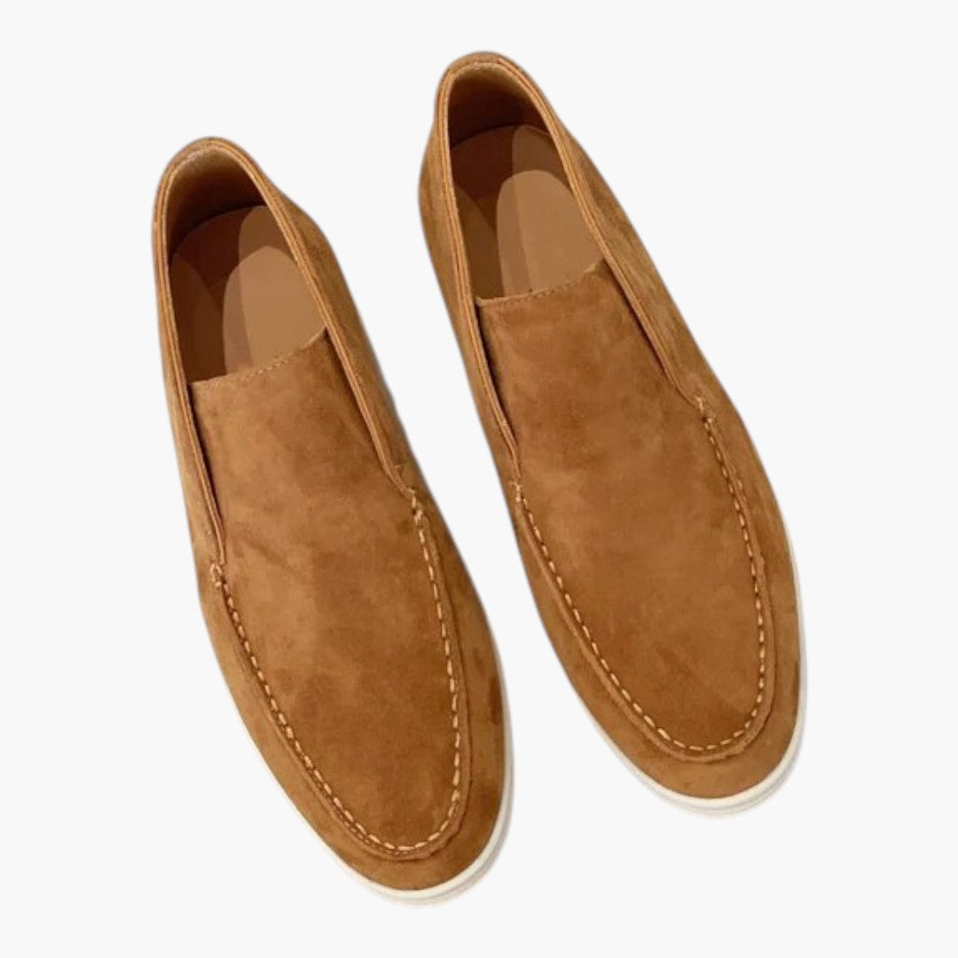 Men's Suede Moccasins with Slip-On and Flat Sole