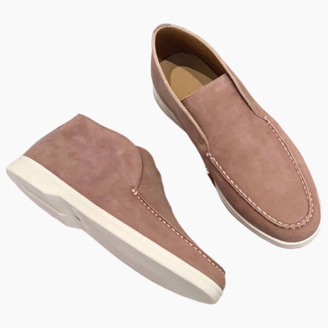 Men's Suede Moccasins with Slip-On and Flat Sole