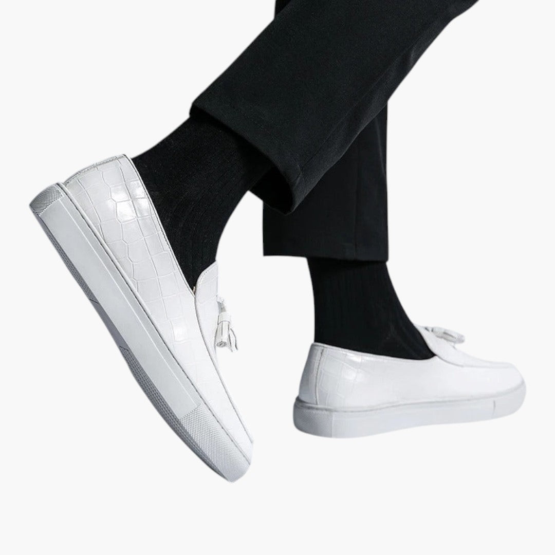 Homme Mocassins en cuir avec design sans lacets et semelle texturée