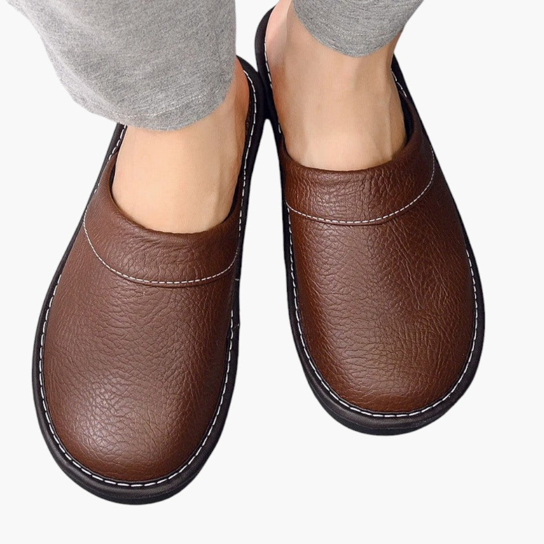 Men's Vegan Leather Slippers with Soft Sole