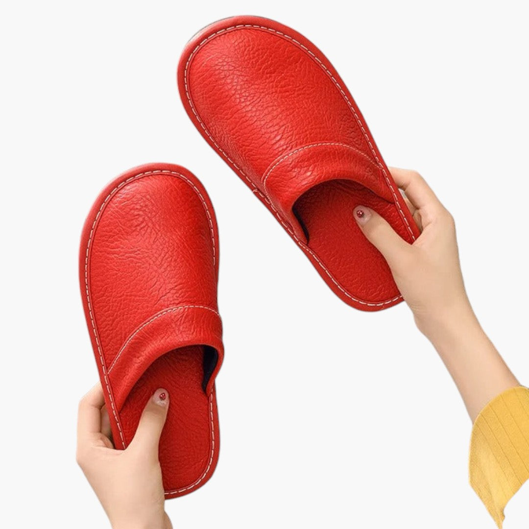 Men's Vegan Leather Slippers with Soft Sole