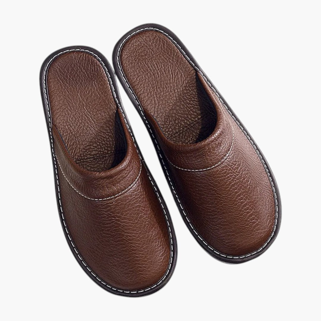 Men's Vegan Leather Slippers with Soft Sole