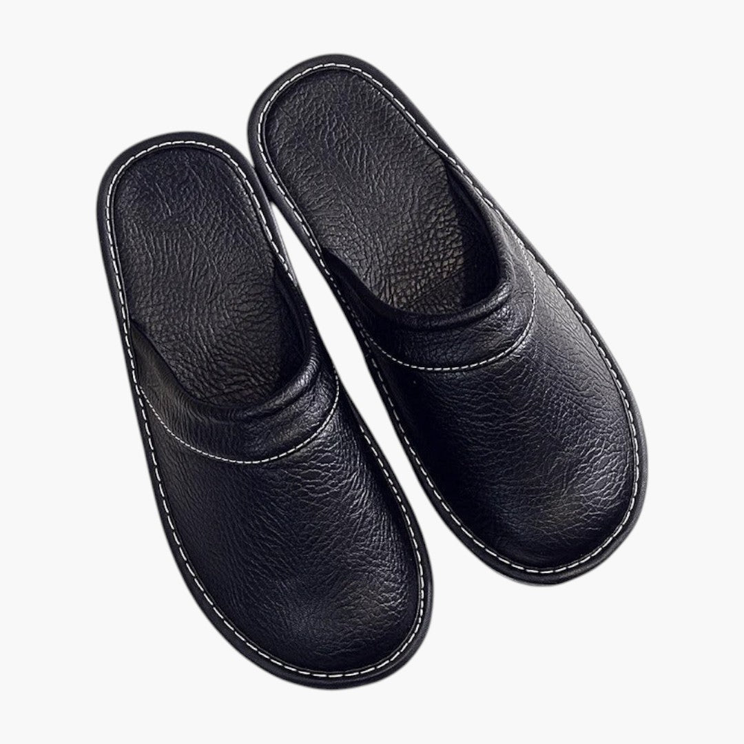 Men's Vegan Leather Slippers with Soft Sole