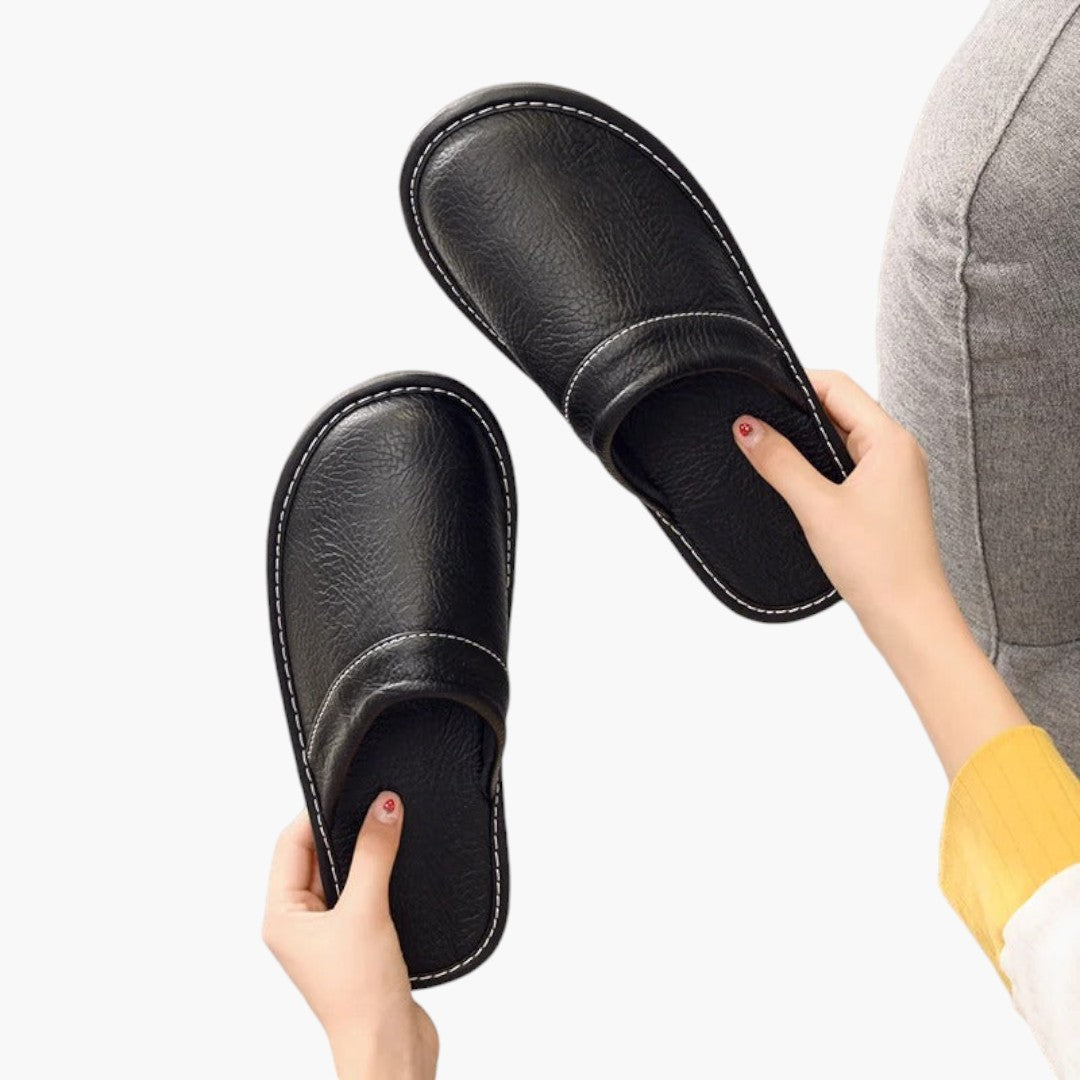 Men's Vegan Leather Slippers with Soft Sole