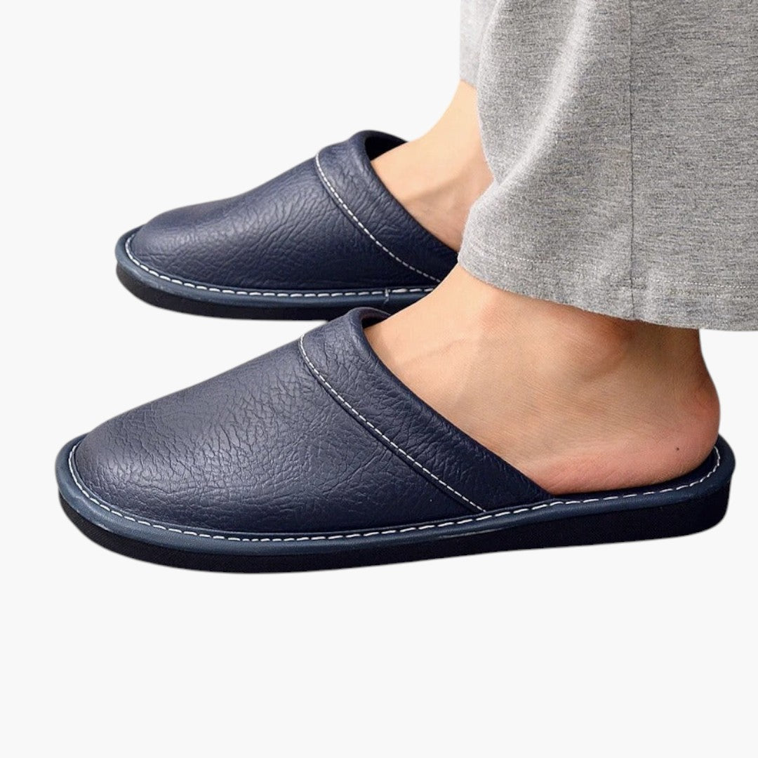 Men's Vegan Leather Slippers with Soft Sole