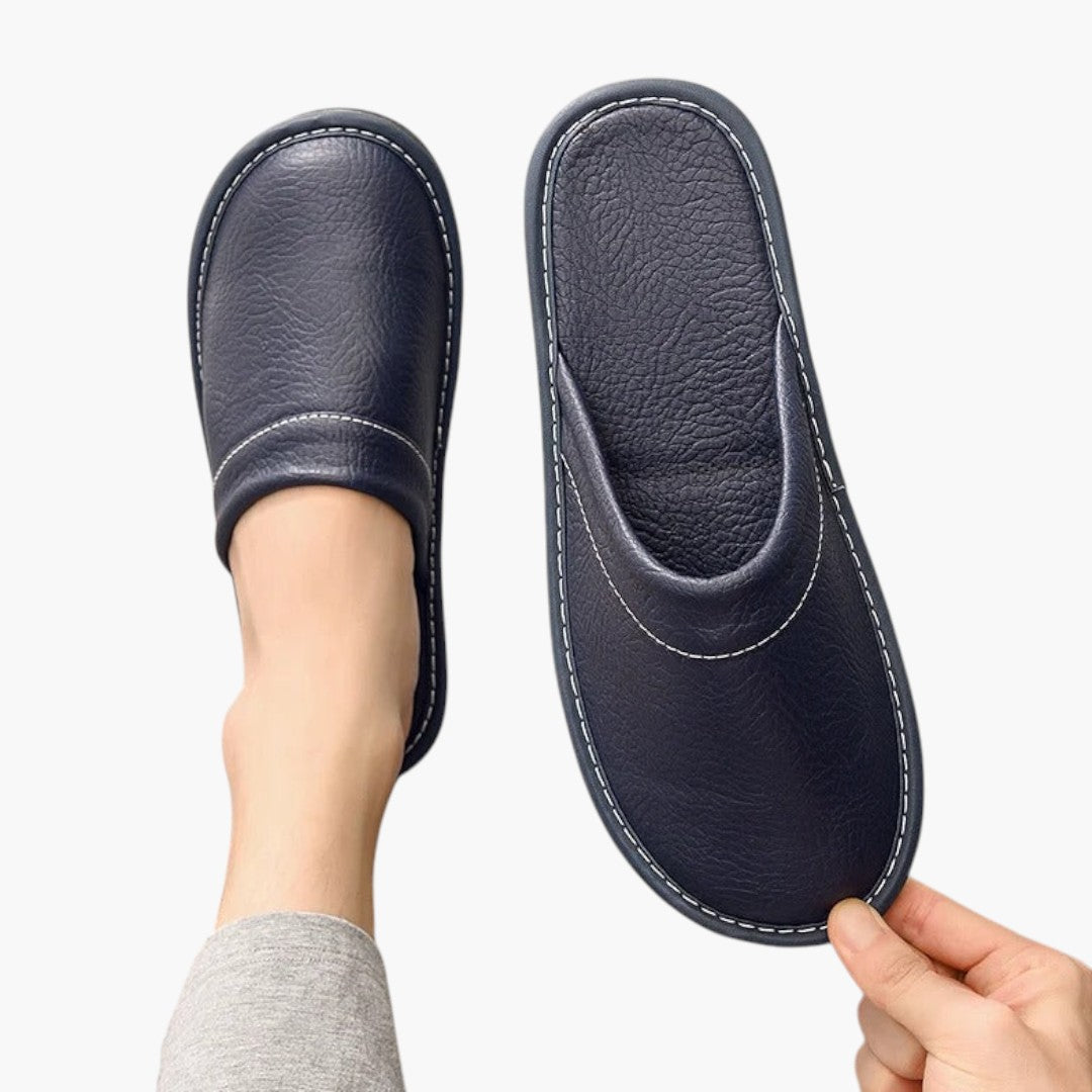Men's Vegan Leather Slippers with Soft Sole
