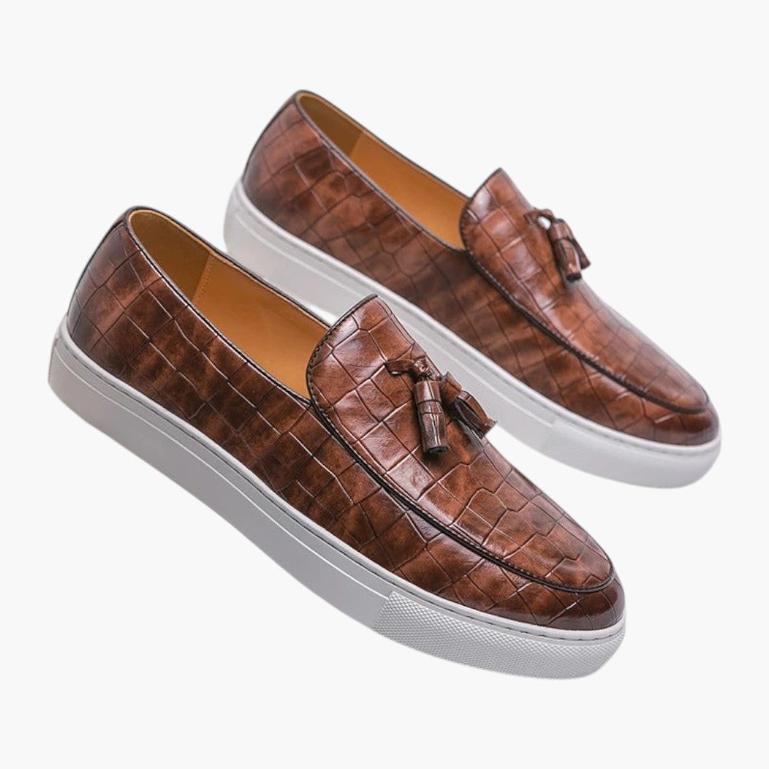 Hommes Mocassins avec Dessus Aspect Cuir et Construction Plate