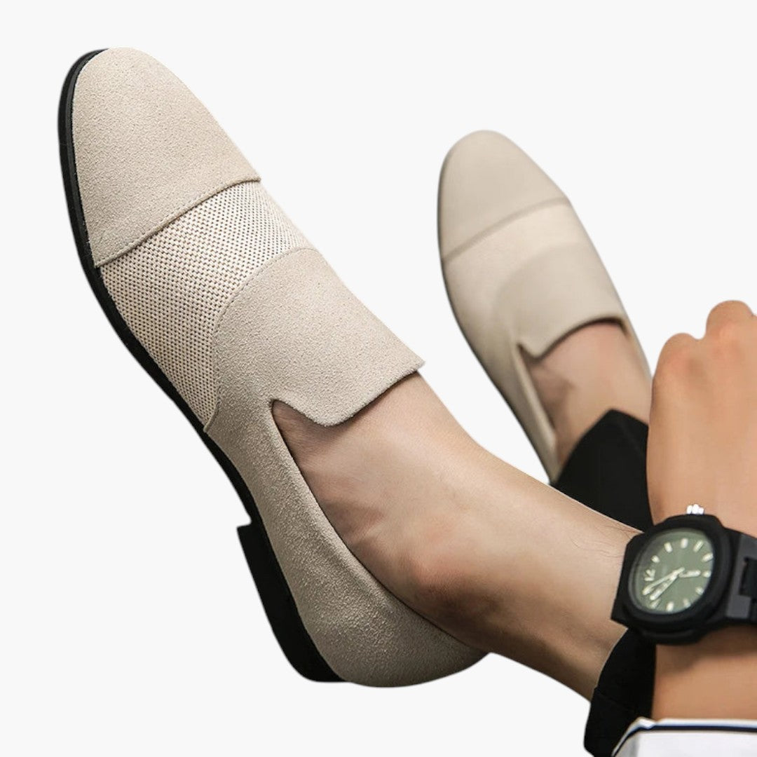 Mocasines para hombre con parte superior de cuero y acabado escarchado