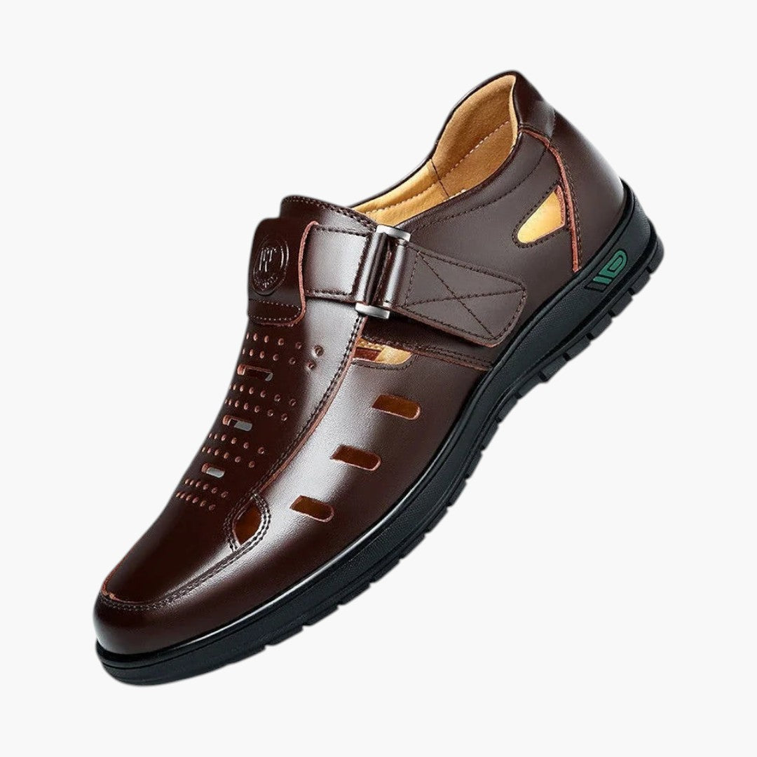 Hommes Sandales en Cuir avec Bout Fermé et Boucle Réglable