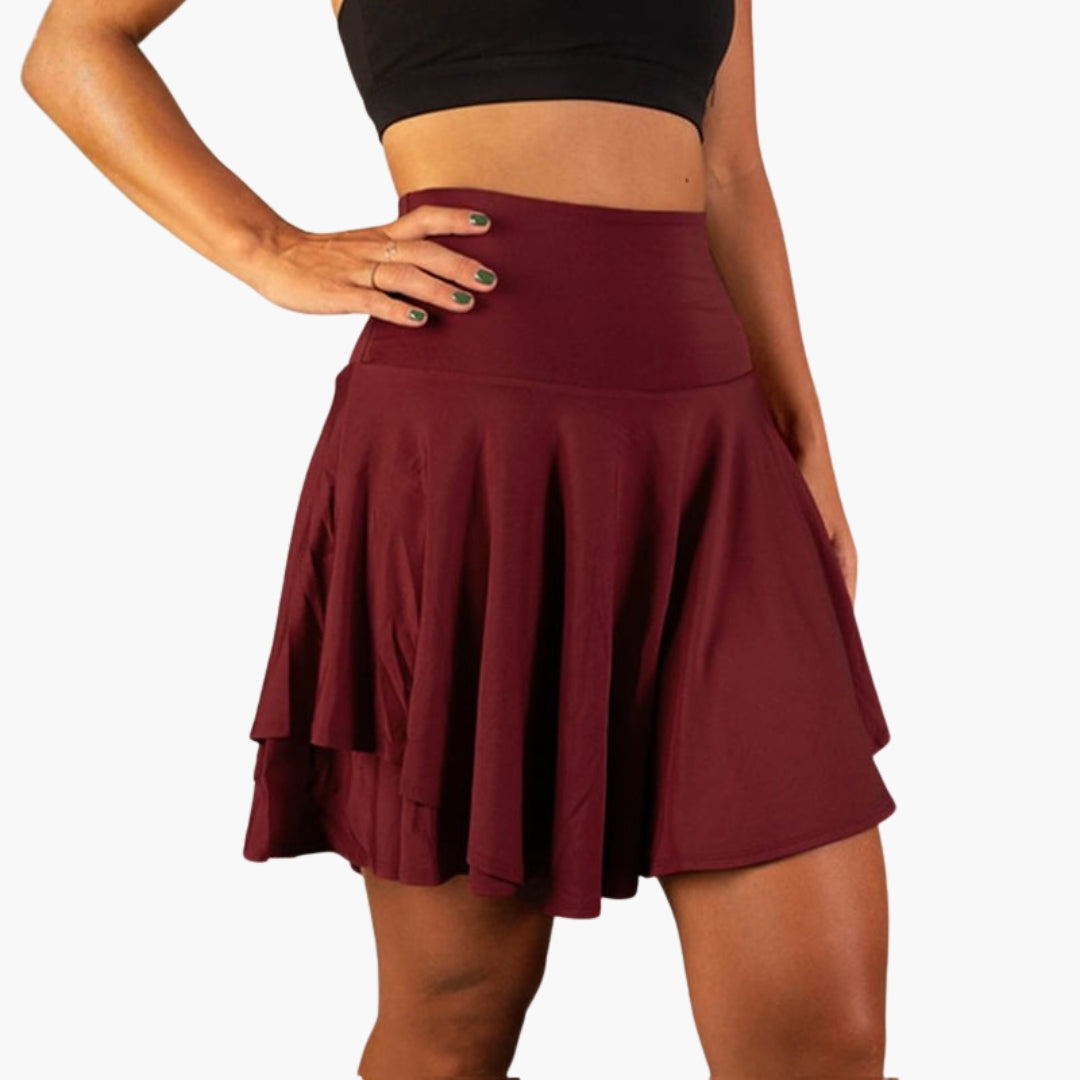 Jupe Courte Femme avec Taille Haute et Ourlet à Volants