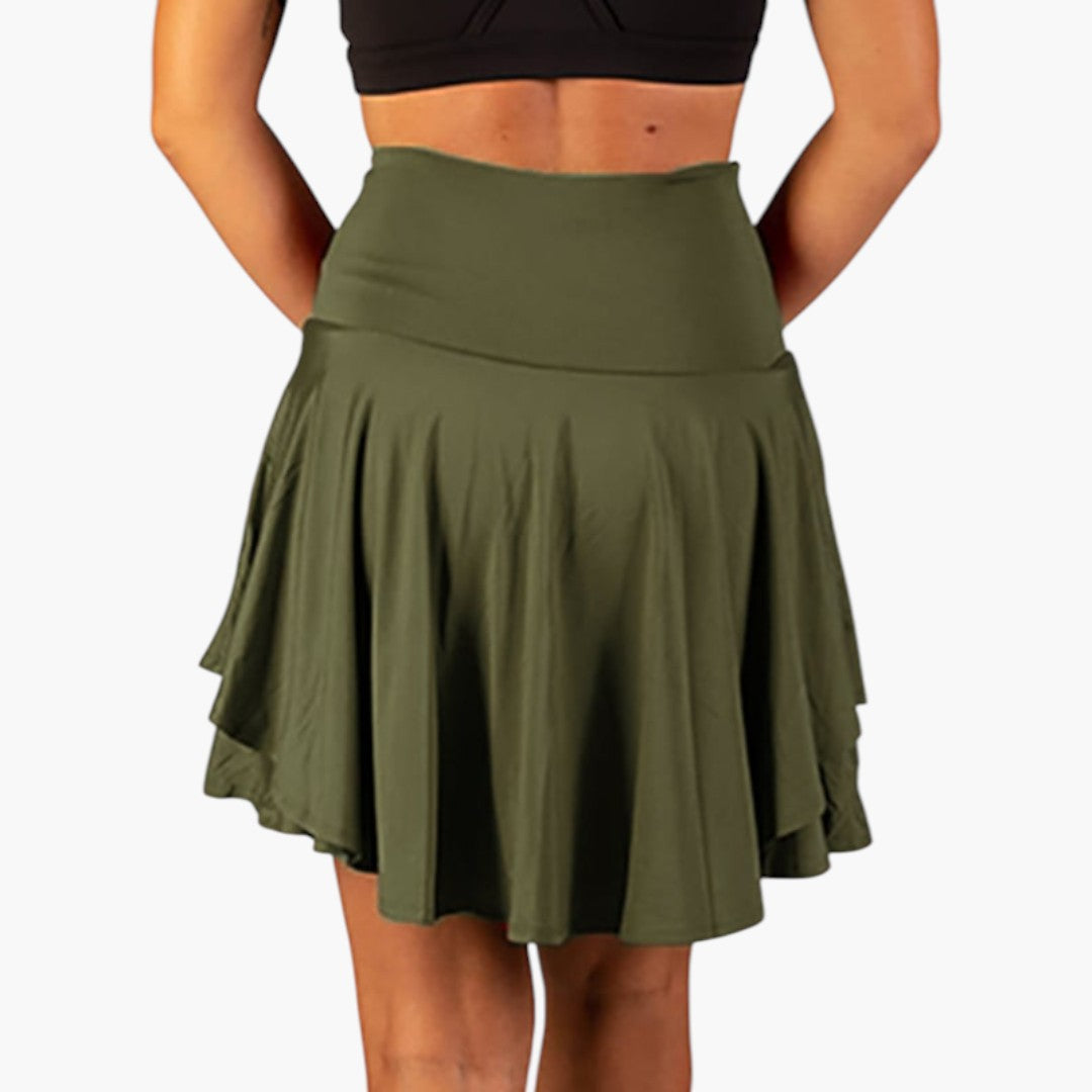 Jupe Courte Femme avec Taille Haute et Ourlet à Volants
