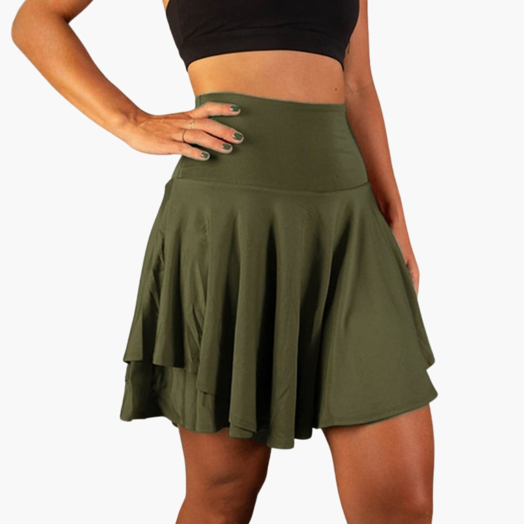 Jupe Courte Femme avec Taille Haute et Ourlet à Volants
