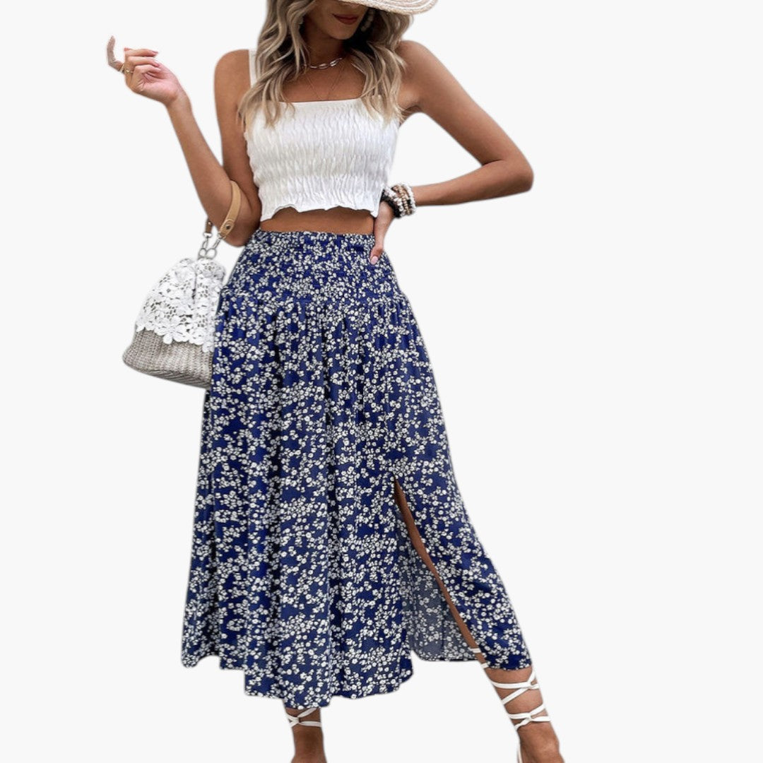 Maxi Skirt for Women with Side Slit and High Waist