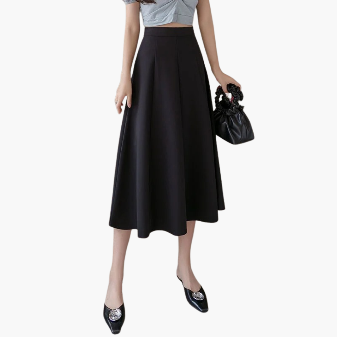 Jupe Midi Femme avec Taille Haute et Poches