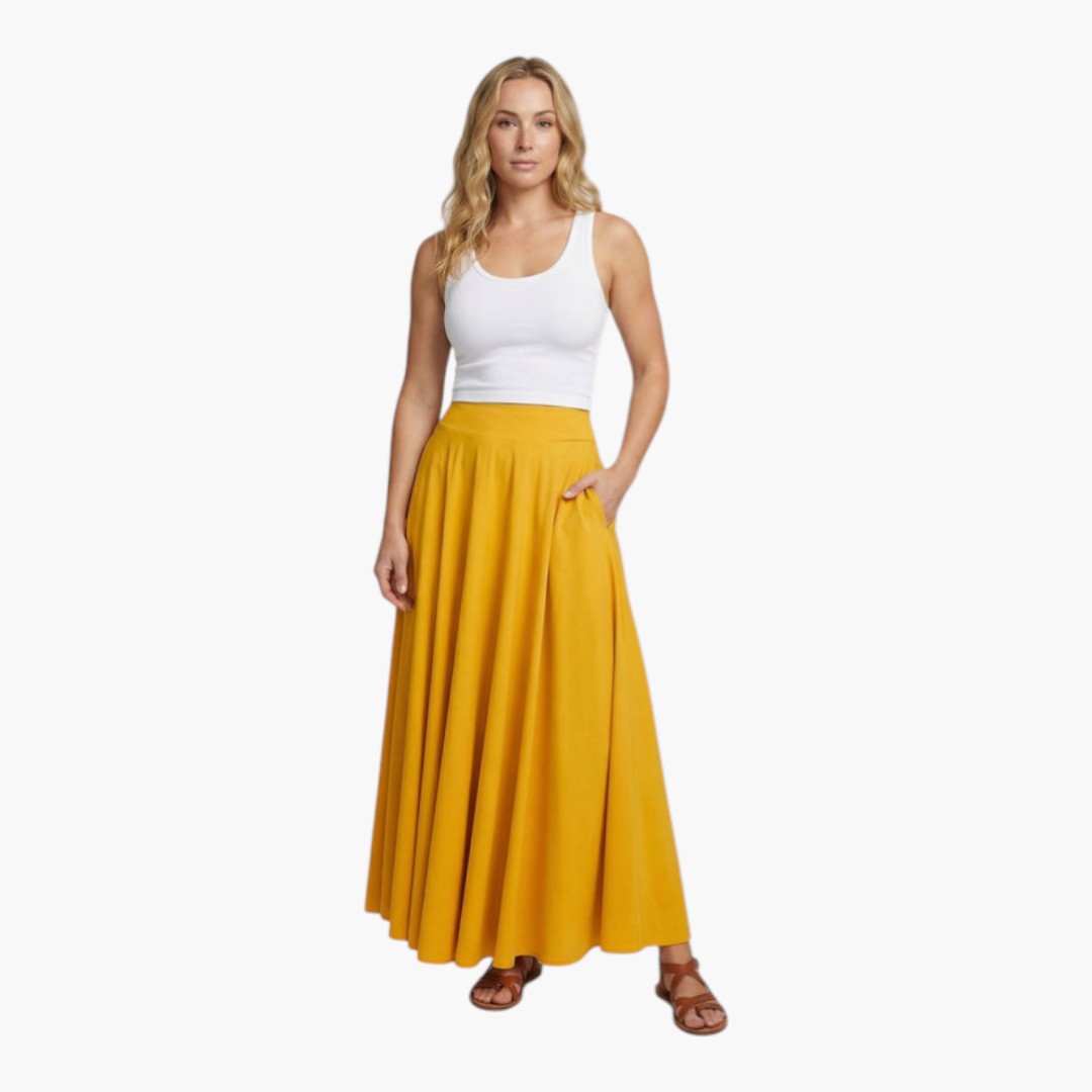 Long skirt for women with side pockets and wide waistband