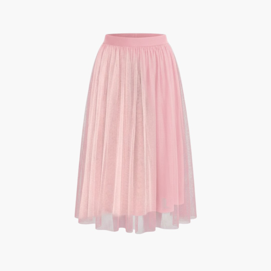 Gonna midi donna a sovrapposizione trasparente con vita elastica