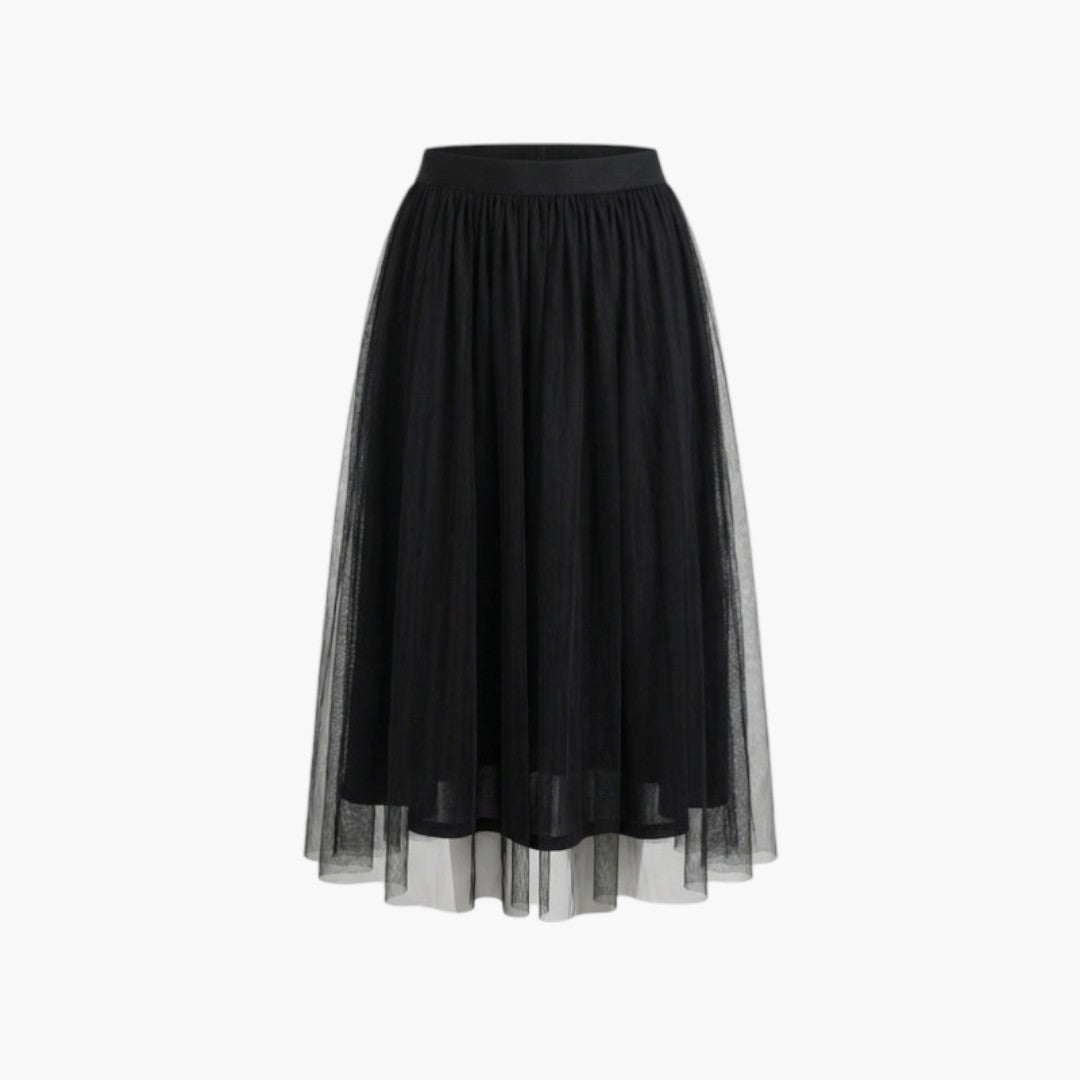 Gonna midi donna a sovrapposizione trasparente con vita elastica