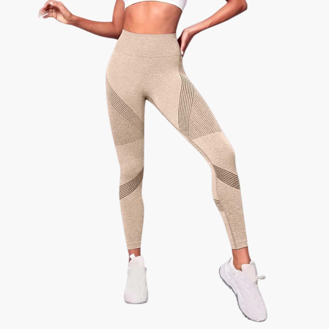 Legging de sport femme taille haute avec panneaux ajourés et conception sans coutures