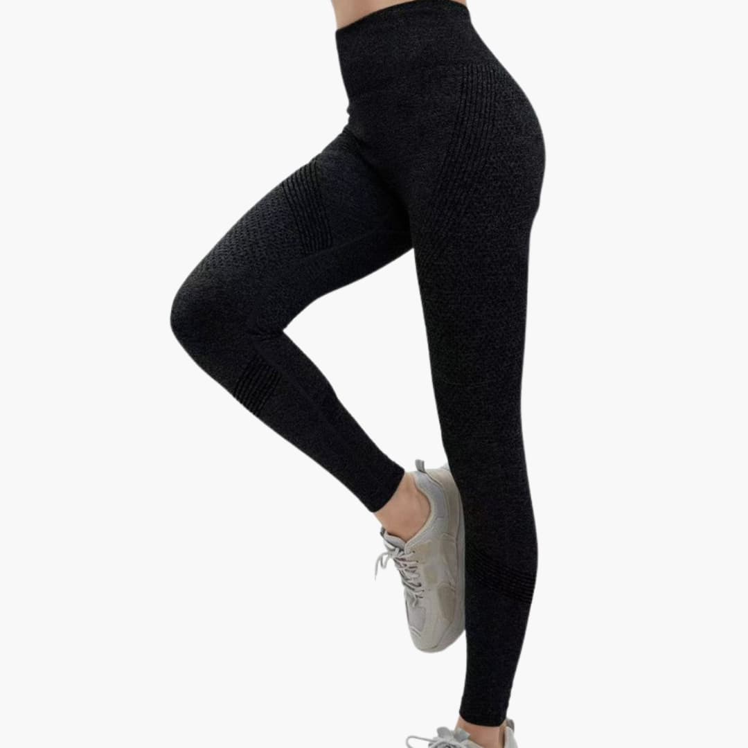 Legging de sport femme taille haute avec panneaux ajourés et conception sans coutures