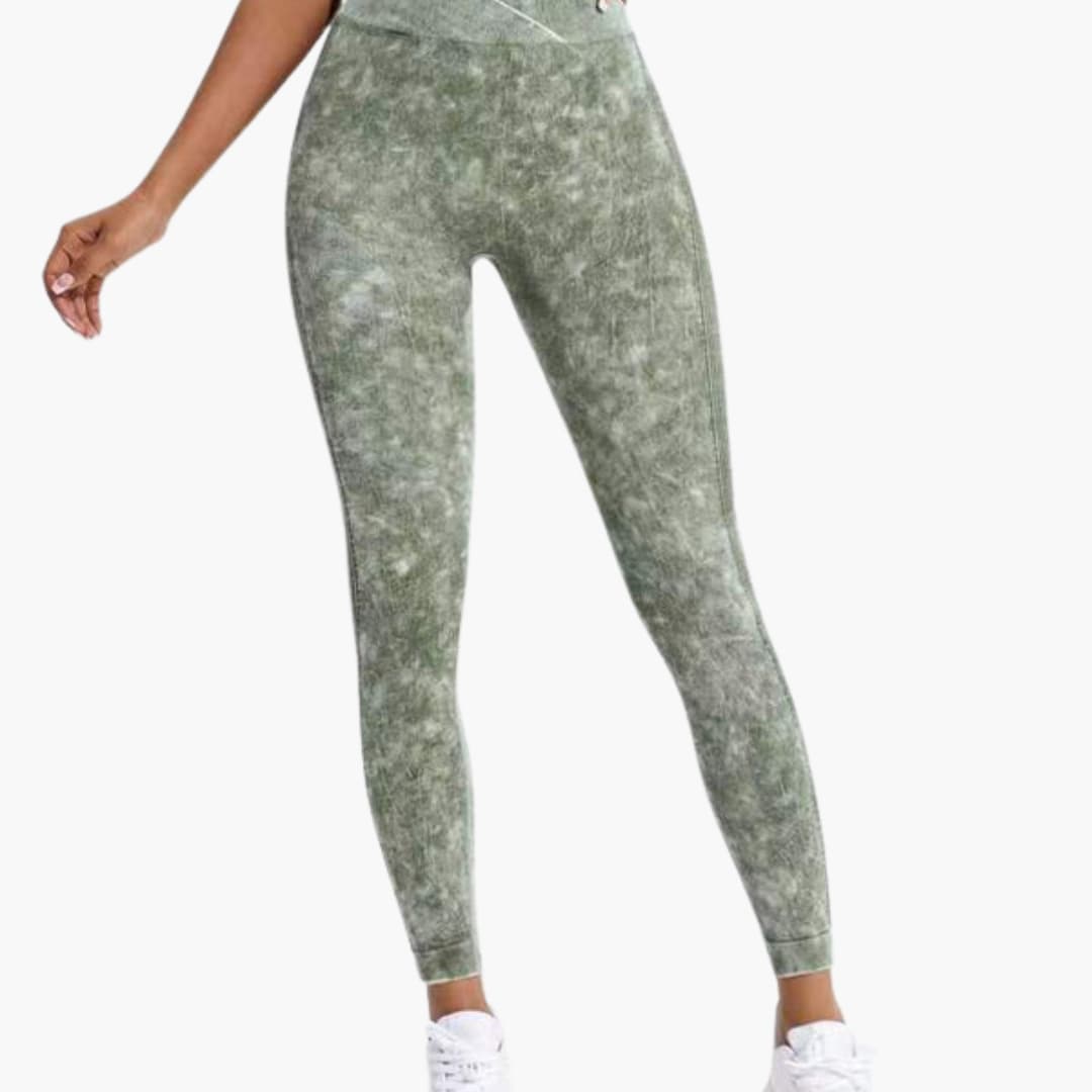 Legging de sport femme taille haute avec taille élastique et surface texturée