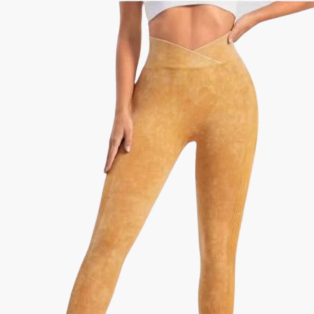 Legging de sport femme taille haute avec taille élastique et surface texturée