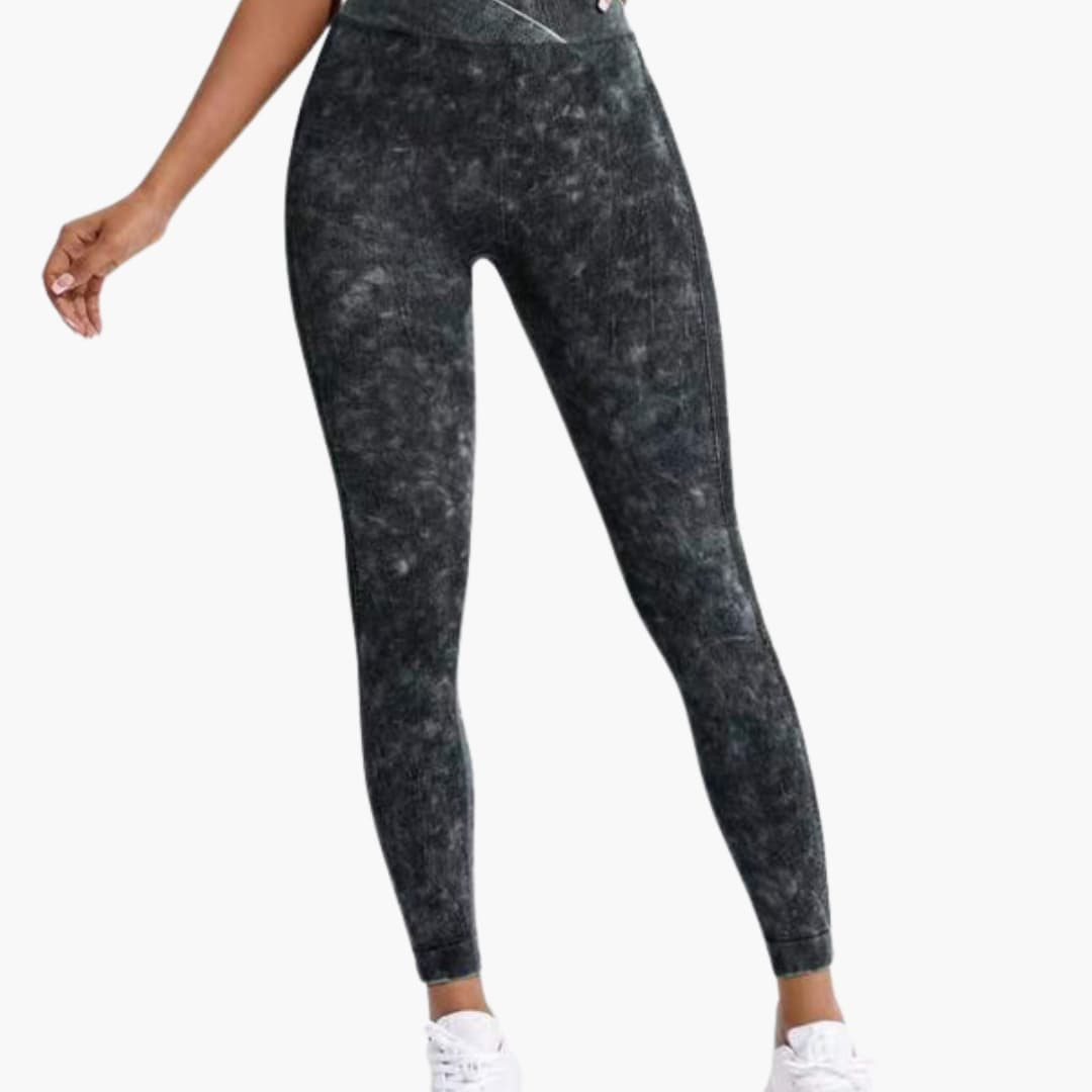 Legging de sport femme taille haute avec taille élastique et surface texturée