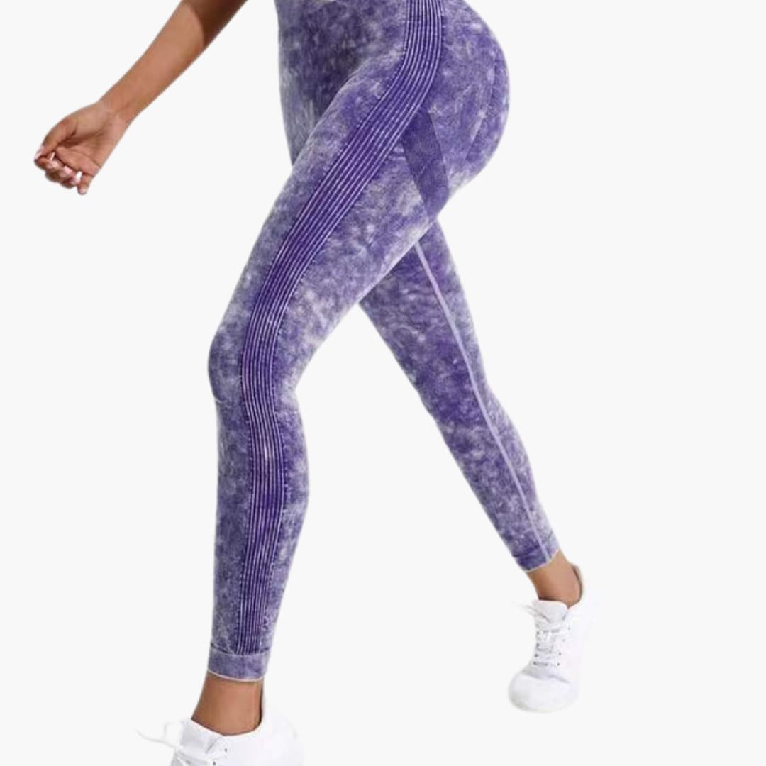 Legging de sport femme taille haute avec taille élastique et surface texturée