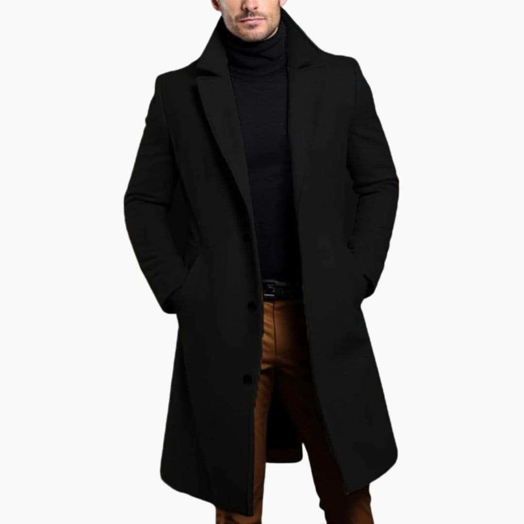 Lang trenchcoat til mænd med reverskrave