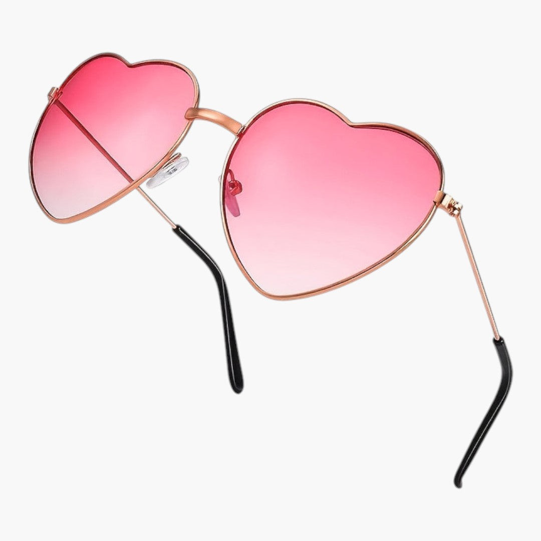 Lunettes de Soleil Femme Cœur a Verres Décoratifs et Monture Métallique