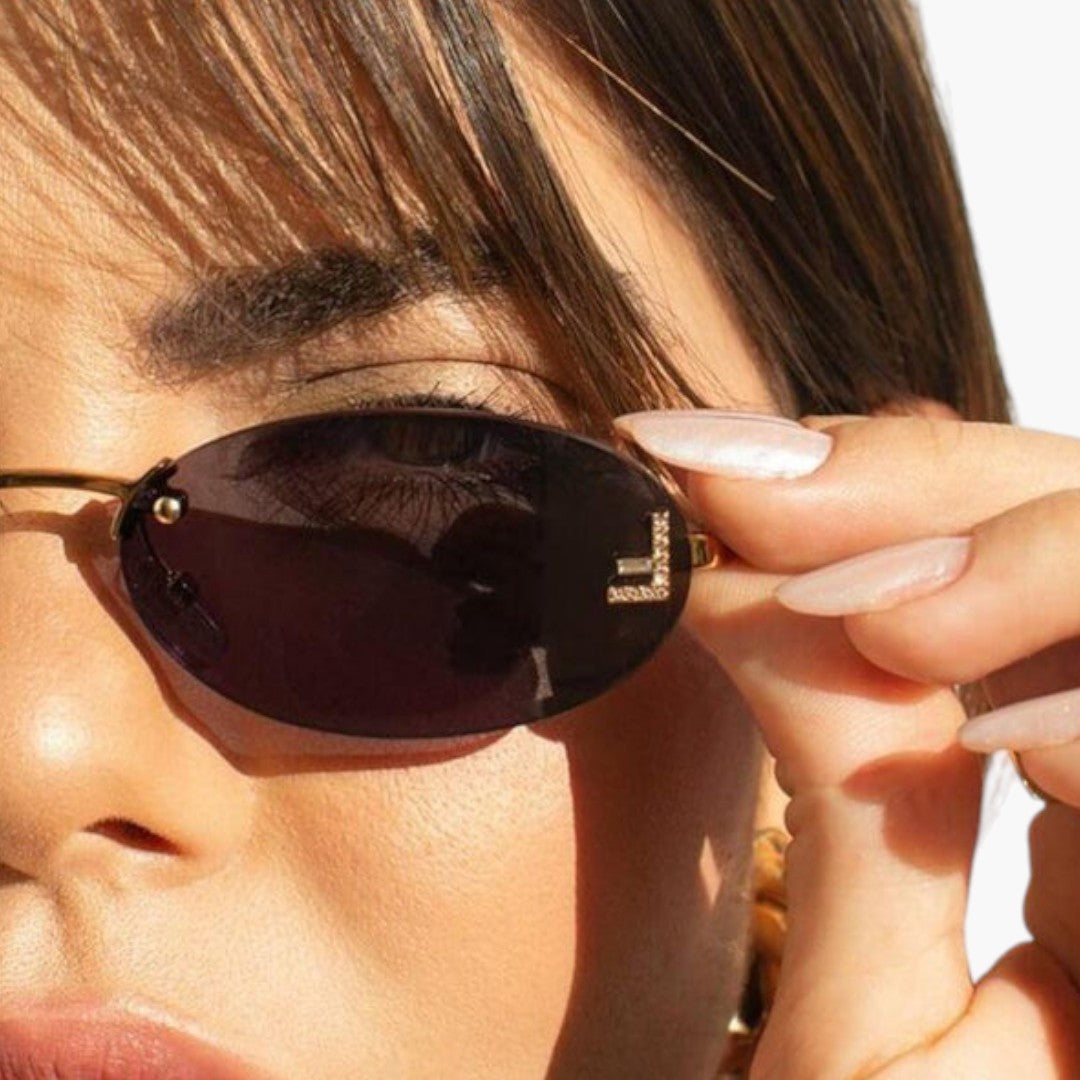 Women's Sunglasses with Oval Lenses and Rimless Frame