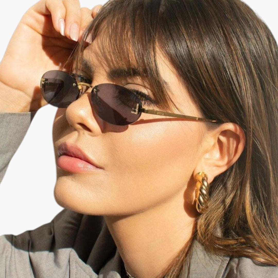Women's Sunglasses with Oval Lenses and Rimless Frame