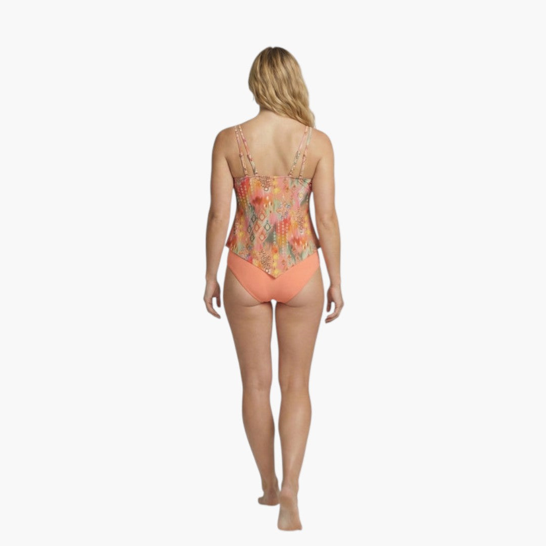 Women's tankini swimsuit with thin straps and cutouts