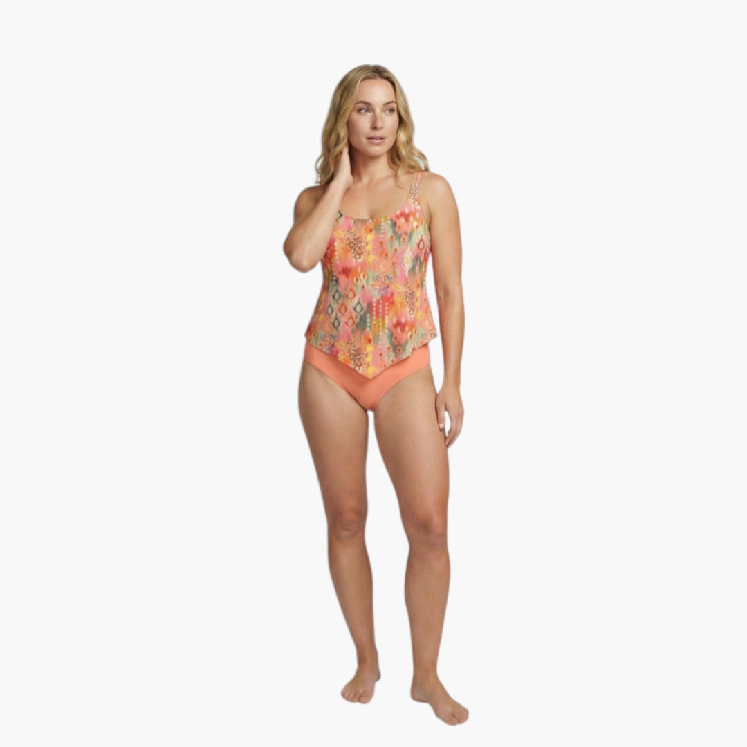 Women's tankini swimsuit with thin straps and cutouts