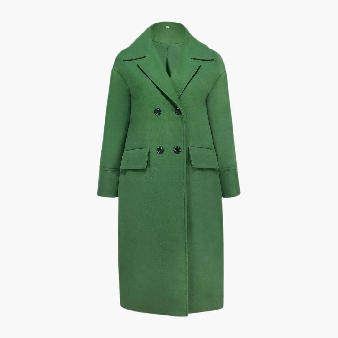 Manteau long pour femme avec boutons sur le devant et col à revers