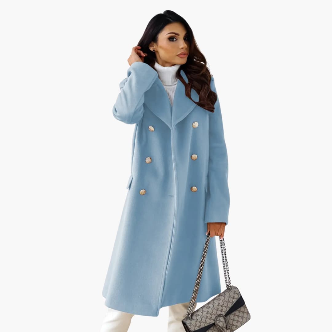 Manteau en laine pour femme à double boutonnage avec coupe élégante