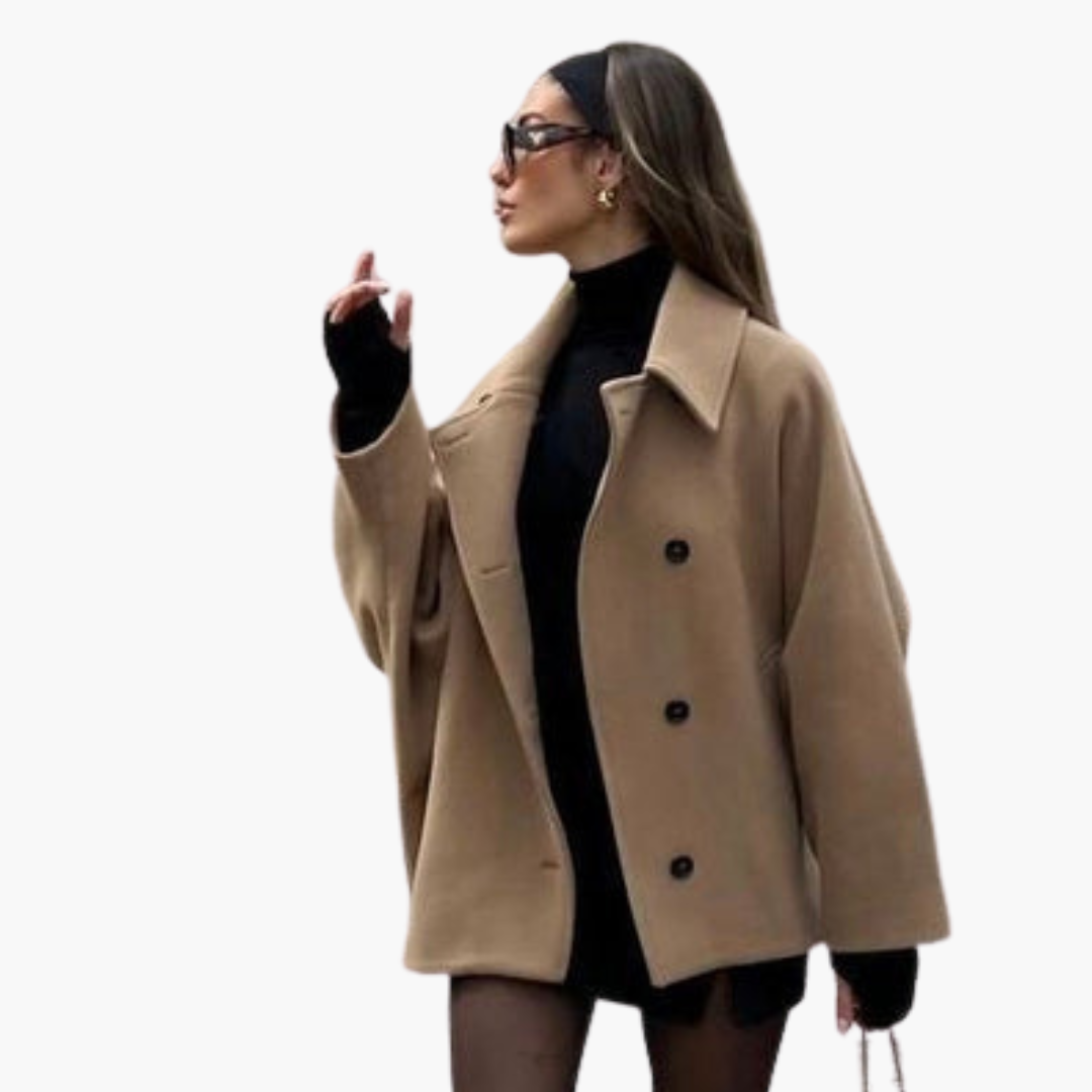 Manteau femme à boutons avec col large