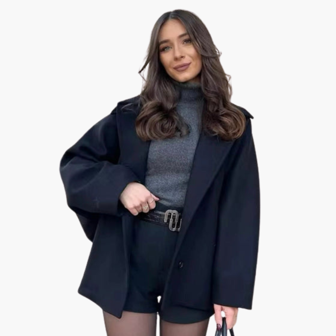 Manteau femme à boutons avec col large