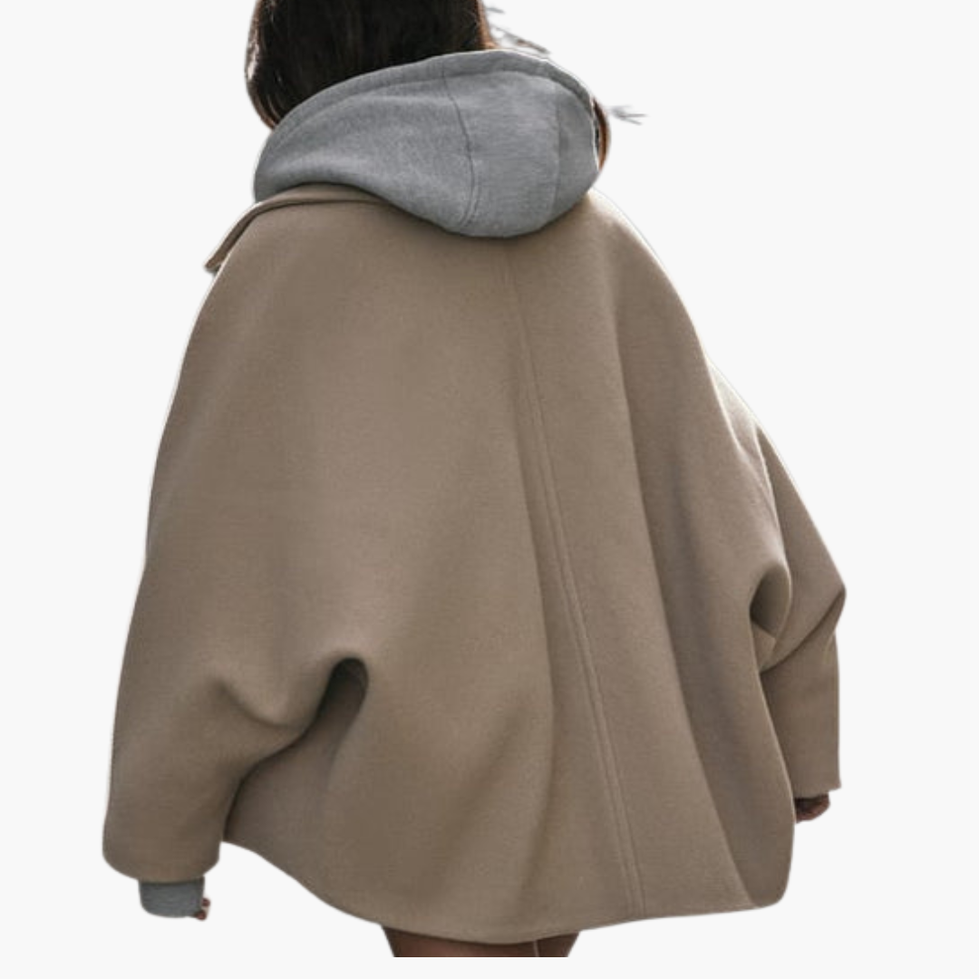Manteau femme à boutons avec col large
